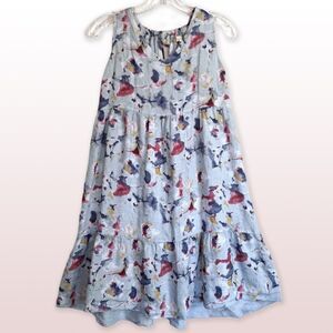 Bellambra Made in Italy Linen Blue/Pink Sleeveless Tiered Summer Dress Size S